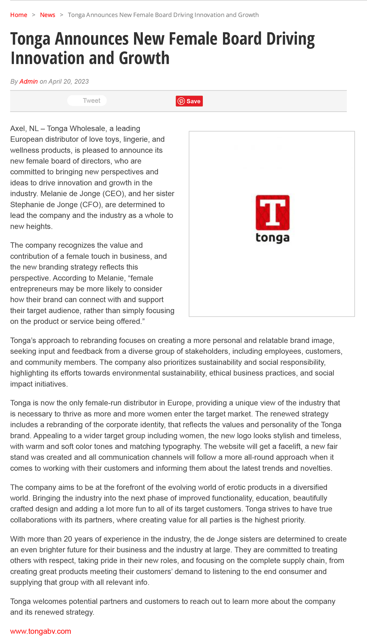 2023-04 Synergymedia - Tonga Announces New Female Board